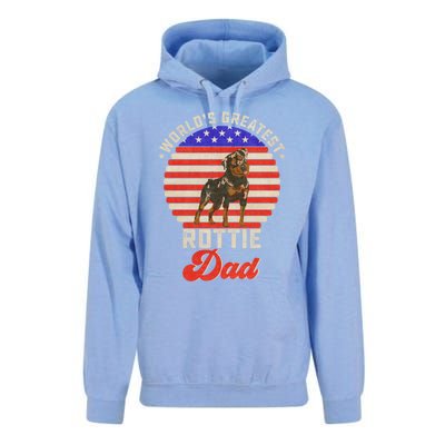 Vintage Retro Worlds Greatest Rottweiler Dad Rottie Sunset Great Gift Unisex Surf Hoodie