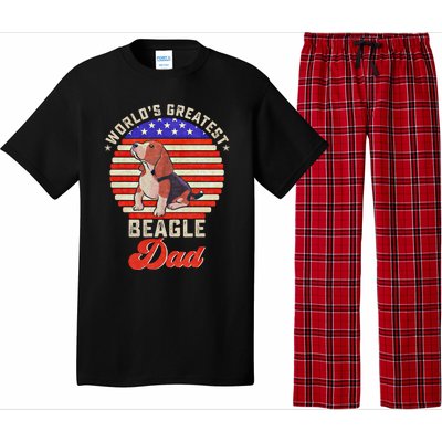 Vintage Retro Worlds Greatest Beagle Dog Dad Silhouette Meaningful Gift Pajama Set