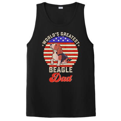 Vintage Retro Worlds Greatest Beagle Dog Dad Silhouette Meaningful Gift PosiCharge Competitor Tank