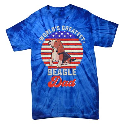 Vintage Retro Worlds Greatest Beagle Dog Dad Silhouette Meaningful Gift Tie-Dye T-Shirt