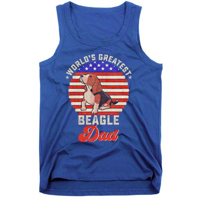 Vintage Retro Worlds Greatest Beagle Dog Dad Silhouette Meaningful Gift Tank Top