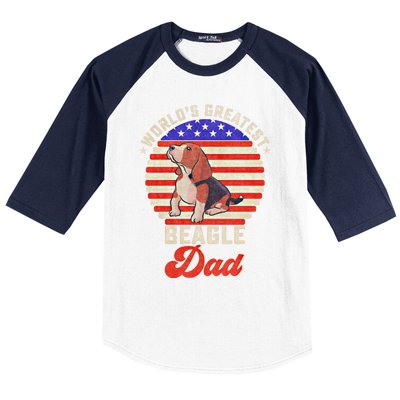 Vintage Retro Worlds Greatest Beagle Dog Dad Silhouette Meaningful Gift Baseball Sleeve Shirt