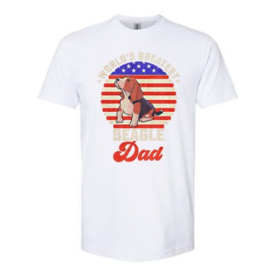 Vintage Retro Worlds Greatest Beagle Dog Dad Silhouette Meaningful Gift Softstyle® CVC T-Shirt