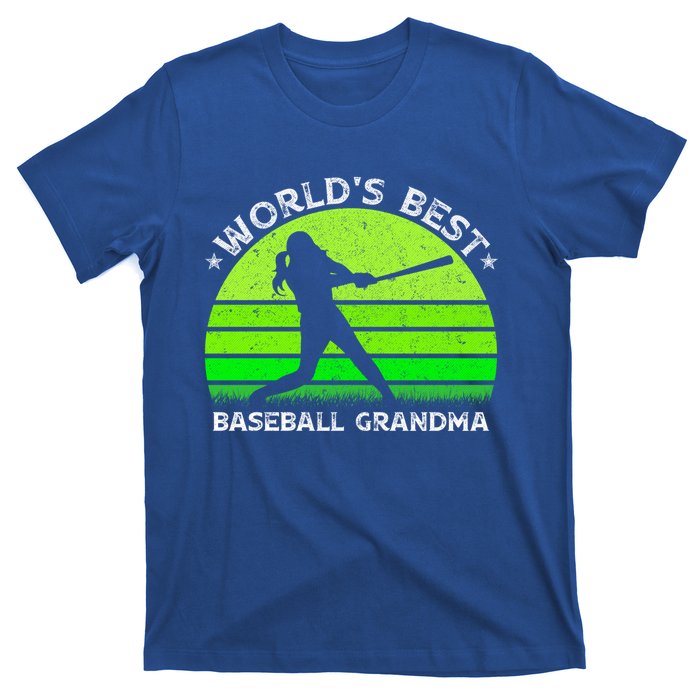 Vintage Retro World's Best Baseball Grandma Silhouette Funny Gift T-Shirt