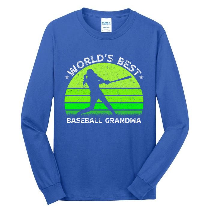 Vintage Retro World's Best Baseball Grandma Silhouette Funny Gift Tall Long Sleeve T-Shirt