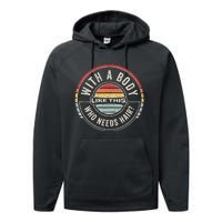 Vintage Retro With A Body Like This Who Needs Hair Bald Performance Fleece Hoodie