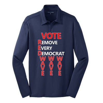 Vote Red Wave Remove Every Democrat Silk Touch Performance Long Sleeve Polo