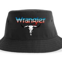 Vintage Rodeo Wrangler Western Cow Skull Cow Print Wrangler Sustainable Bucket Hat