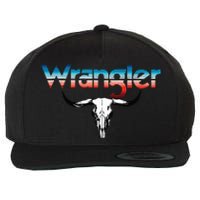 Vintage Rodeo Wrangler Western Cow Skull Cow Print Wrangler Wool Snapback Cap