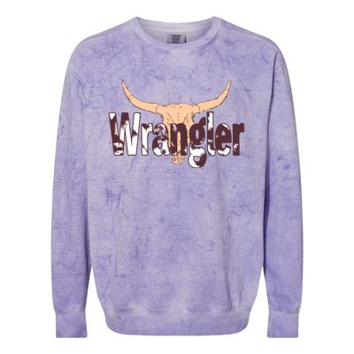 Vintage Rodeo Wrangler Western Cow Skull Print Wrangler Colorblast Crewneck Sweatshirt