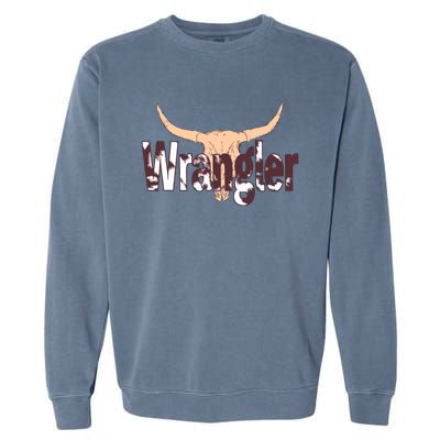 Vintage Rodeo Wrangler Western Cow Skull Print Wrangler Garment-Dyed Sweatshirt