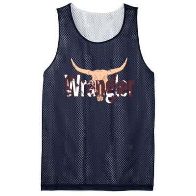 Vintage Rodeo Wrangler Western Cow Skull Print Wrangler Mesh Reversible Basketball Jersey Tank