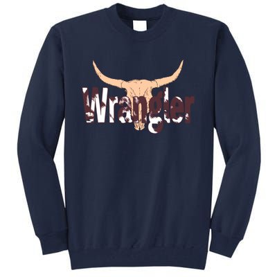 Vintage Rodeo Wrangler Western Cow Skull Print Wrangler Tall Sweatshirt