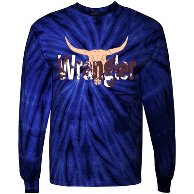 Vintage Rodeo Wrangler Western Cow Skull Print Wrangler Tie-Dye Long Sleeve Shirt