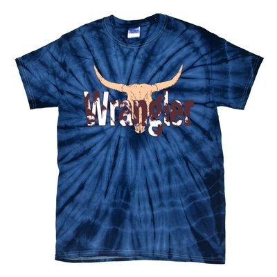 Vintage Rodeo Wrangler Western Cow Skull Print Wrangler Tie-Dye T-Shirt