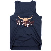 Vintage Rodeo Wrangler Western Cow Skull Print Wrangler Tank Top