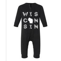 Vintage Retro Wisconsin Home State Midwest Up North Wisco Infant Fleece One Piece