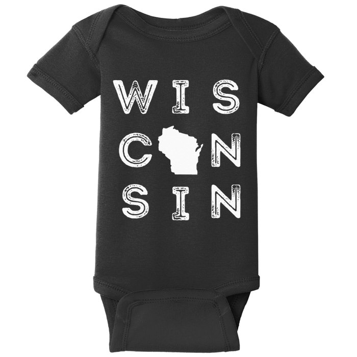 Vintage Retro Wisconsin Home State Midwest Up North Wisco Baby Bodysuit