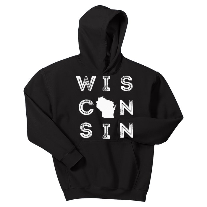 Vintage Retro Wisconsin Home State Midwest Up North Wisco Kids Hoodie