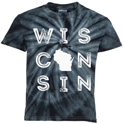 Vintage Retro Wisconsin Home State Midwest Up North Wisco Kids Tie-Dye T-Shirt