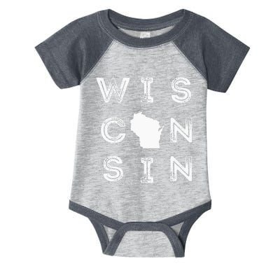 Vintage Retro Wisconsin Home State Midwest Up North Wisco Infant Baby Jersey Bodysuit