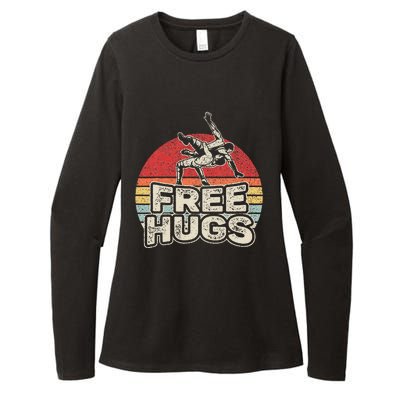 Vintage Retro Wrestling Funny Free Hugs Wrestling Womens CVC Long Sleeve Shirt