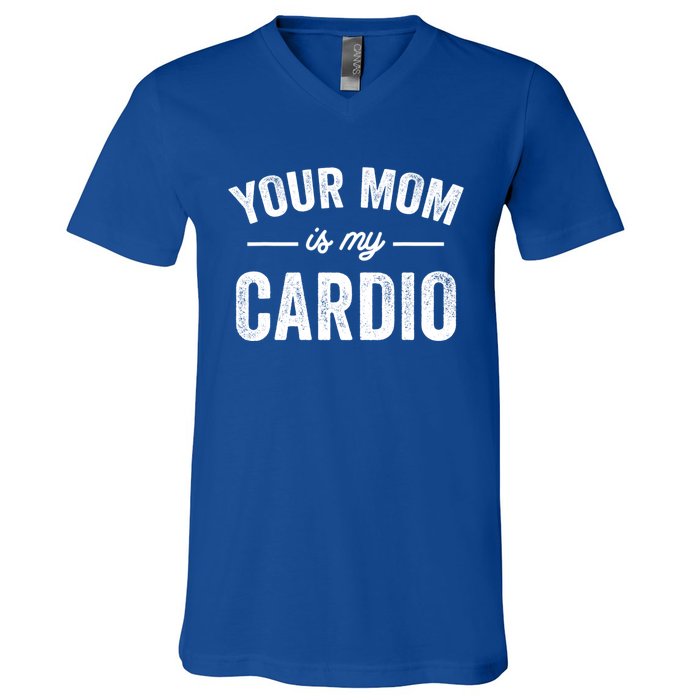 Vintage Retro Your Mom Is My Cardio Funny Gift V-Neck T-Shirt