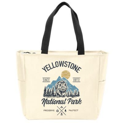 Vintage Retro Yellowstone National Park Hiking Zip Tote Bag