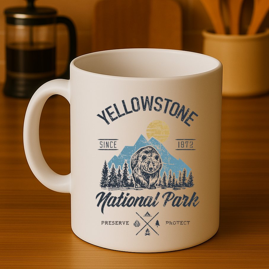 Vintage Retro Yellowstone National Park Hiking Mug