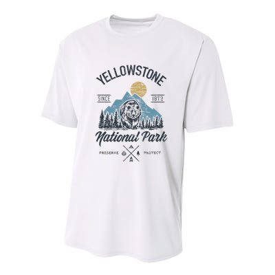Vintage Retro Yellowstone National Park Hiking Youth Performance Sprint T-Shirt