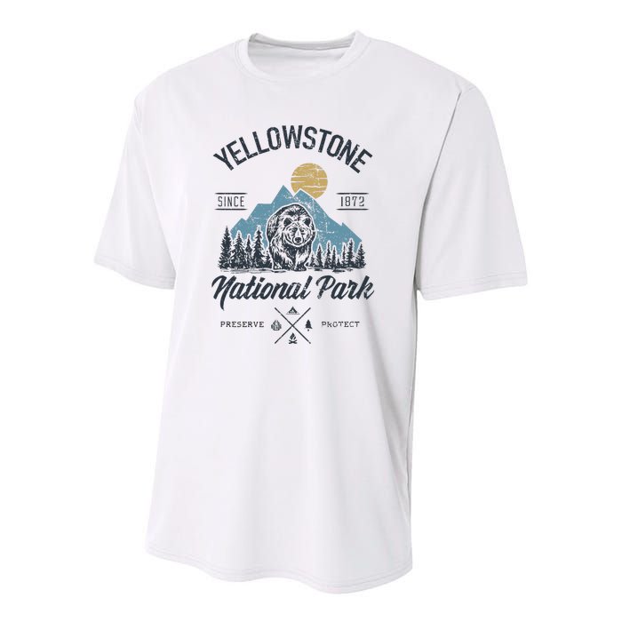 Vintage Retro Yellowstone National Park Hiking Youth Performance Sprint T-Shirt