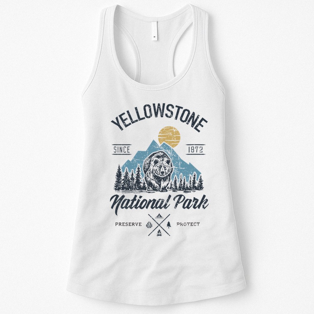 Vintage Retro Yellowstone National Park Hiking Womens Tank Top