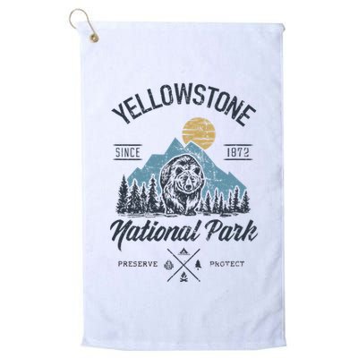 Vintage Retro Yellowstone National Park Hiking Golf Towel