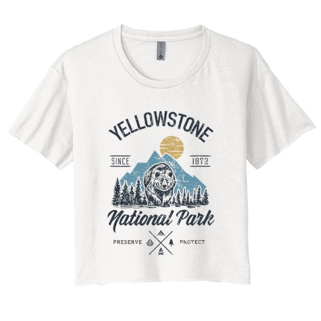 Vintage Retro Yellowstone National Park Hiking Crop Top