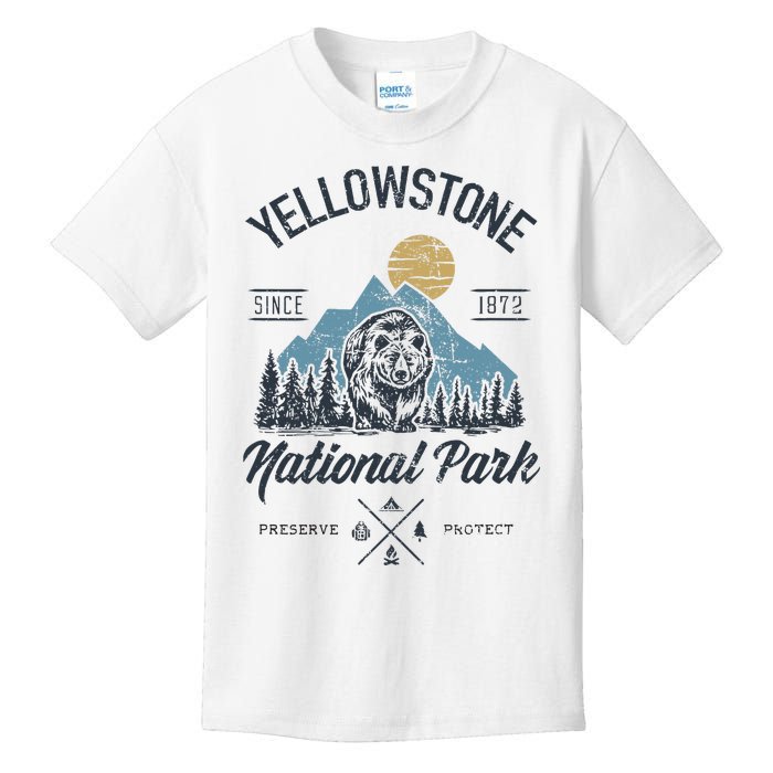 Vintage Retro Yellowstone National Park Hiking Kids T-Shirt