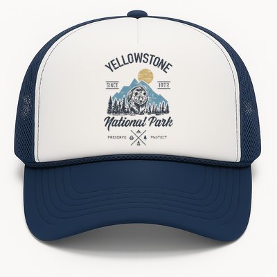 Vintage Retro Yellowstone National Park Hiking Trucker Hat