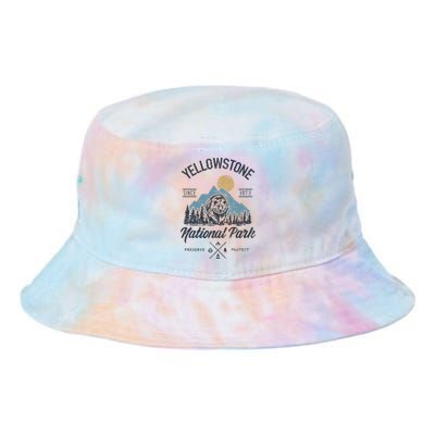 Vintage Retro Yellowstone National Park Hiking Tie Dye Newport Bucket Hat