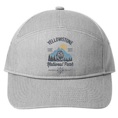 Vintage Retro Yellowstone National Park Hiking 7-Panel Snapback Hat