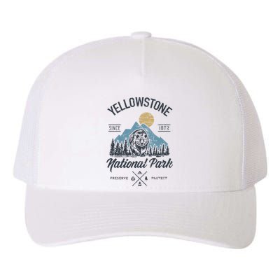 Vintage Retro Yellowstone National Park Hiking Yupoong Adult 5-Panel Trucker Hat