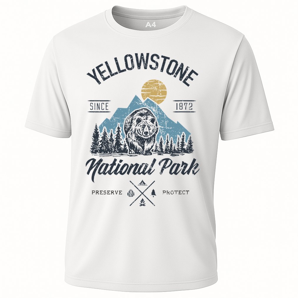 Vintage Retro Yellowstone National Park Hiking Cooling Performance Crew T-Shirt