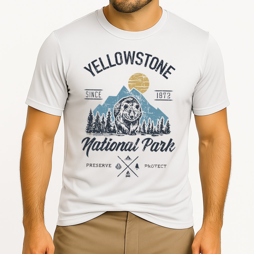 Vintage Retro Yellowstone National Park Hiking Cooling Performance Crew T-Shirt