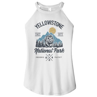 Vintage Retro Yellowstone National Park Hiking Women’s Perfect Tri Rocker Tank