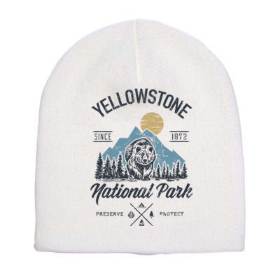 Vintage Retro Yellowstone National Park Hiking Short Acrylic Beanie