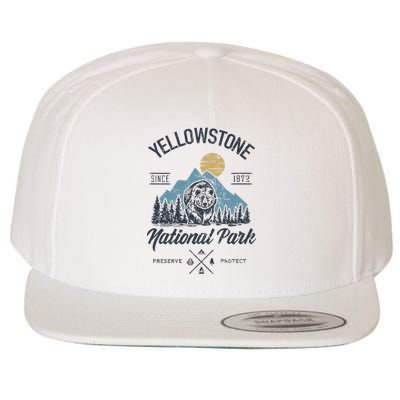 Vintage Retro Yellowstone National Park Hiking Wool Snapback Cap