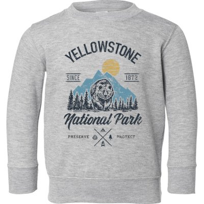 Vintage Retro Yellowstone National Park Hiking Toddler Sweatshirt