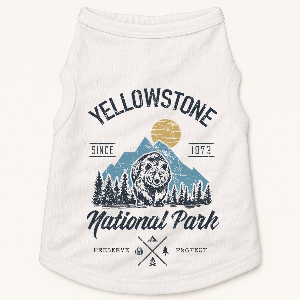 Vintage Retro Yellowstone National Park Hiking Doggie Tank