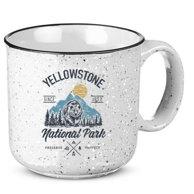 Vintage Retro Yellowstone National Park Hiking 15oz Campfire Ceramic Mug