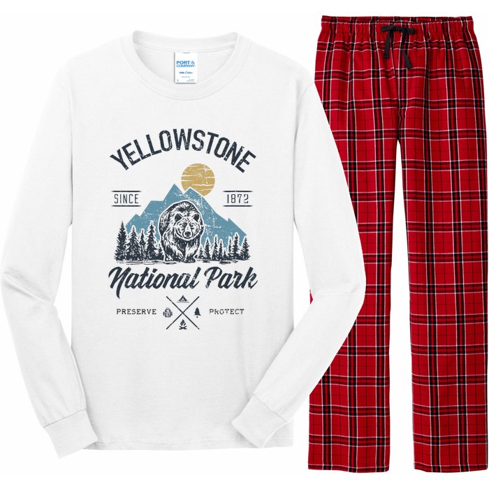 Vintage Retro Yellowstone National Park Hiking Long Sleeve Pajama Set