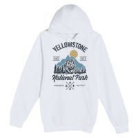 Vintage Retro Yellowstone National Park Hiking Premium Pullover Hoodie