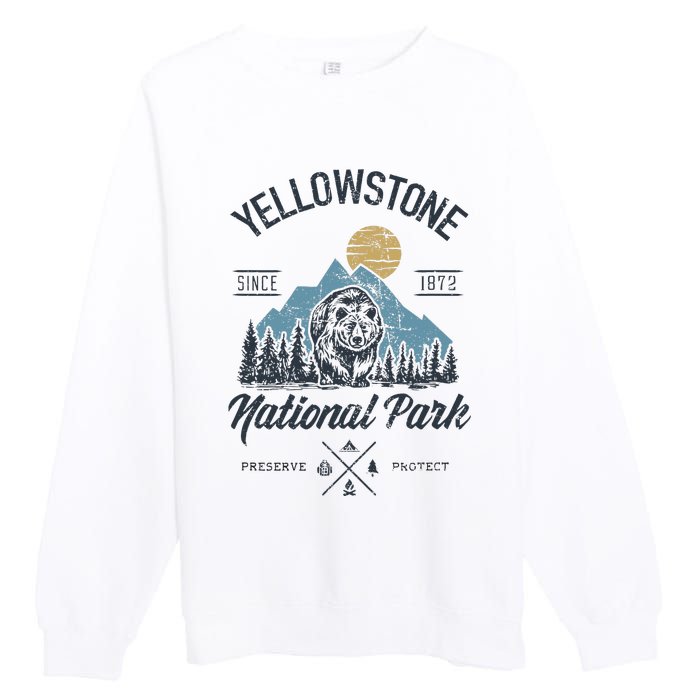 Vintage Retro Yellowstone National Park Hiking Premium Crewneck Sweatshirt